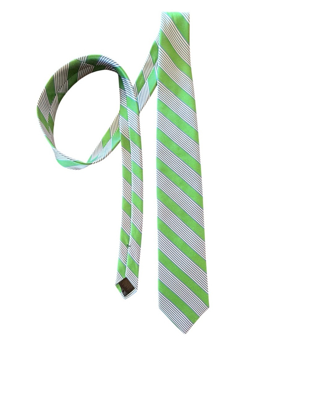 Brooks Brothers Classic Green and White Striped 100% Italian Silk Men’s Tie